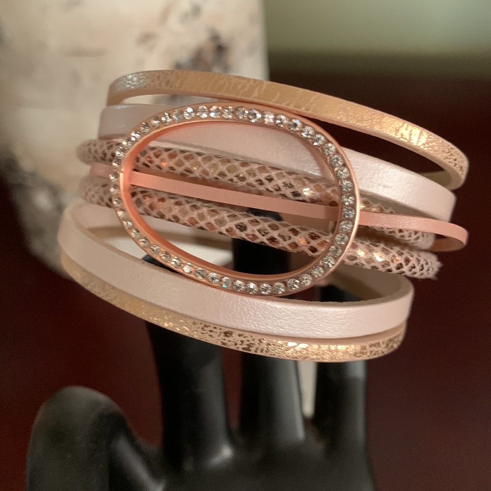 Multi strand Cuff Bracelet with Crystals